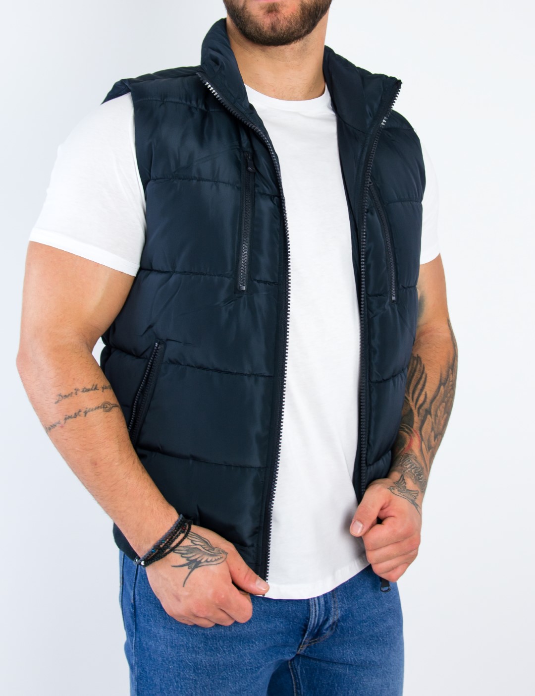 Ανδρικό μπλέ αμάνικο Jacket κουκούλα 833380 φωτογραφία